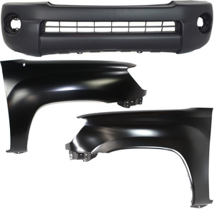 Front Bumper Cover Assembly for Toyota Tacoma 2005-2011, 3-Piece Kit with Fenders, Rear Wheel Drive, Replacement