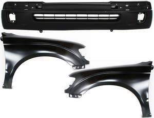Front Fender Assembly for Toyota Tacoma 1998-2000, Right Passenger and Left Driver, 3-Piece Kit, Includes Bumper Cover Replacement