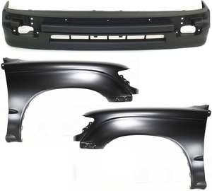 Front Fender Assembly for Toyota Tacoma 1998-2000, Right Passenger and Left Driver, 3-Piece Kit, Rear-Wheel Drive, with Valance Replacement