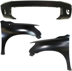 Front Fender Assembly with Bumper Cover for 2007-2013 Toyota Tundra, Right Passenger and Left Driver Sides, 3-Piece Kit, Replacement