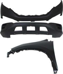 Front Bumper Cover Assembly for 2012-2014 Honda CR-V, Includes Upper and Lower Covers, Fender, 3-Piece Kit Replacement