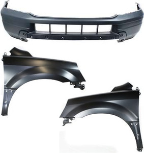Front Bumper Cover Assembly for 2003-2005 Honda Pilot, 3-Piece Kit with Fenders, Replacement
