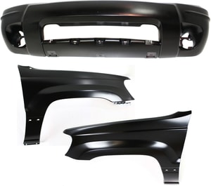 Front Bumper Cover Assembly for 2004 Jeep Grand Cherokee, 3-Piece Kit with Fenders, Replacement