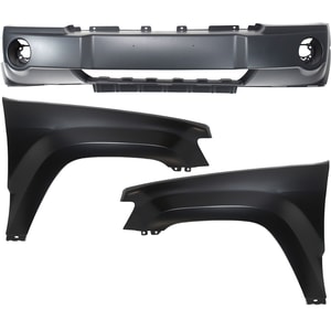 ront Bumper Cover Assembly for 2005-2007 Jeep Grand Cherokee, 3-Piece kit with Fenders, Replacemen