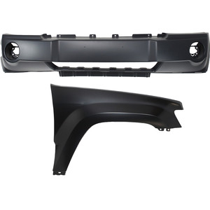 Front Bumper Cover Assembly for 2005-2007 Jeep Grand Cherokee, 2-Piece Kit with Fender Replacement