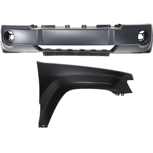 Front Bumper Cover Assembly for 2005-2007 Jeep Grand Cherokee, 2-Piece Kit with Fender Replacement