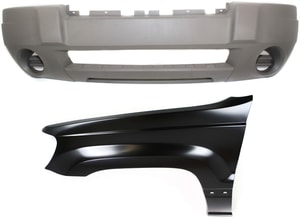 Front Bumper Cover Assembly Kit for 2004 Jeep Grand Cherokee, 2-Piece Set with Fender, Replacement Part