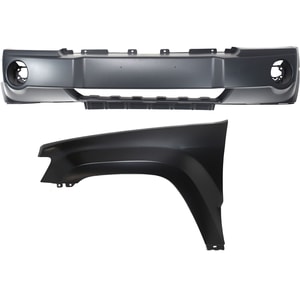 Front Bumper Cover Assembly for 2005-2007 Jeep Grand Cherokee, 2-Piece Kit with Fender, Replacement