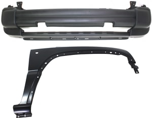 Front Bumper Cover Assembly for 2005-2007 Jeep Liberty, 2-Piece Kit with Fender, Replacement