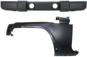 Front Bumper Cover Assembly for Jeep Wrangler 2007-2017 and Wrangler JK 2018, 2-Piece Kit with Fender, Replacement