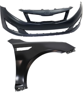 Front Bumper Cover Assembly for KIA OPTIMA 2014-2015, 2-Piece Kit with Fender, USA Built Vehicle Replacement