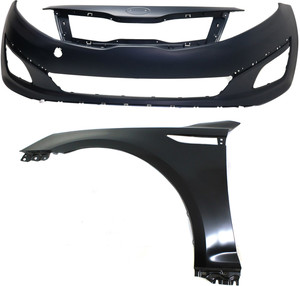Front Bumper Cover Assembly for KIA OPTIMA 2014-2015, 2-Piece Kit with Fender, Designed for Korea Built Vehicle - Replacement
