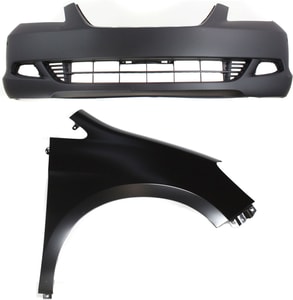 Front Bumper Cover Assembly Kit for 2005-2007 Honda Odyssey, 2-Piece Primed (Ready to Paint) with Fender, Replacement