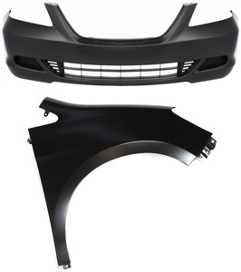 Front Bumper Cover Assembly for Honda Odyssey 2005-2007, 2-Piece Kit, Primed (Ready to Paint), with Fender Replacement