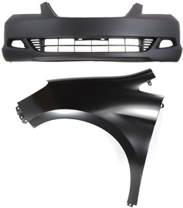 Front Bumper Cover Assembly for 2005-2007 Honda Odyssey, 2-Piece Kit, Primed (Ready to Paint), with Fender Replacement