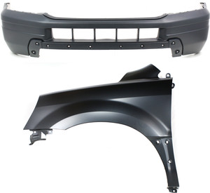 Front Bumper Cover Assembly for 2003-2005 Honda Pilot, 2-Piece Kit, Primed (Ready to Paint), with Fender, Replacement
