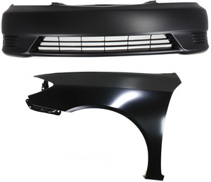 Front Bumper Cover Assembly for Toyota Camry 2005-2006, 2-Piece Kit, Primed (Ready to Paint), with Fender, Replacement