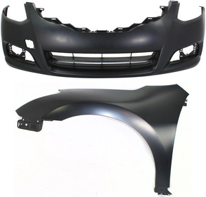 Front Fender Assembly for 2010-2013 Nissan Altima, Left Driver Side, 2-Piece Kit Includes Bumper Cover, Replacement Auto Part