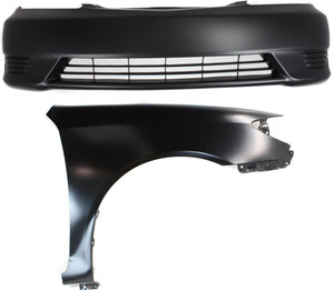 Front Bumper Cover Assembly for Toyota Camry 2005-2006, 2-Piece Kit, Primed (Ready to Paint), with Fender Replacement