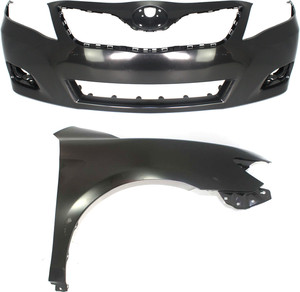 Front Bumper Cover Assembly for 2010-2011 TOYOTA CAMRY, 2-Piece Kit, Primed (Ready to Paint), with Fender, USA Built Vehicle Replacement