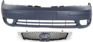 Front Bumper Cover Assembly for Ford Focus 2005-2007, 2-Piece Kit, Primed (Ready to Paint), with Grille, without Appearance Package, Replacement