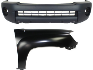 Front Bumper Cover Assembly for Toyota Tacoma 2005-2011, X-Runner Model, Textured 2-Piece Kit with Fender, Spoiler Type Replacement