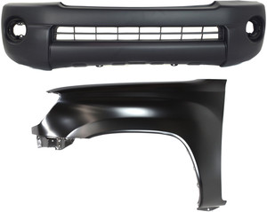 Front Bumper Cover Assembly for Toyota Tacoma 2005-2011, 2-Piece Kit, Textured, with Fender Replacement