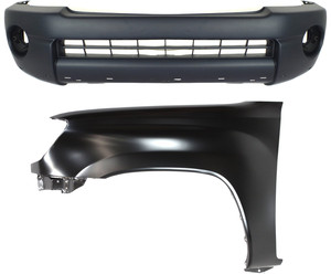 Front Bumper Cover Assembly for 2005-2011 Toyota Tacoma X-Runner Model, 2-Piece Kit, Textured with Fender, Spoiler Type, Replacement