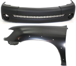 Front Bumper Cover Assembly for 2003 Toyota Tundra, 2-Piece Kit, Primed (Ready to Paint), with Fender, Standard Cab Pickup Replacement