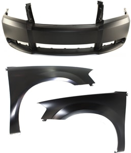 Front Bumper Cover Kit for 2008-2010 Dodge Avenger, Primed (Ready to Paint), 3-Piece with Fenders Replacement