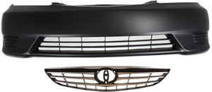 Front Bumper Cover for 2005-2006 Toyota Camry, Primed (Ready to Paint), 2-Piece Kit with Grille Assembly, for LE/XLE Models, USA Built, Replacement