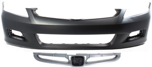 Front Bumper Cover Kit for 2006-2007 Honda Accord Sedan, Primed (Ready to Paint), 2-Piece with Grille, Replacement