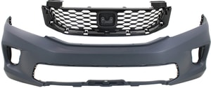 Front Bumper Cover Kit for 2013-2015 Honda Accord Coupe, Primed (Ready to Paint), 2-Piece with Grille Assembly, Replacement