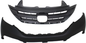 Primed (Ready to Paint) Front Bumper Cover for 2012-2014 Honda CR-V, 2-Piece Kit with Grille, Replacement