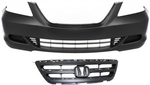 Front Bumper Cover Kit for 2005-2007 Honda Odyssey, 2-Piece Primed (Ready to Paint) with Grille Assembly Replacement