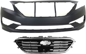 Grille and Bumper Cover for 2015-2017 Hyundai Sonata, 2-Piece Kit Replacement