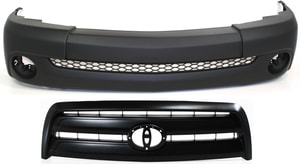 Front Bumper Cover Kit for Toyota Tundra 2003-2006, Primed (Ready to Paint), 2-Piece with Grille, Suitable for Regular/Access Cab, Base Models, Replacement
