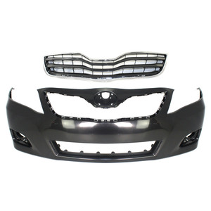 Front Bumper Cover for Toyota Camry 2010-2011, Primed (Ready to Paint), with Fog Light Holes, 2-Piece Kit, Includes Grille - Replacement