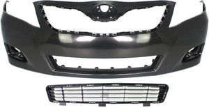 Front Bumper Cover Kit for 2010-2011 Toyota Camry, Primed (Ready to Paint), 2-Piece with Bumper Grille, Replacement