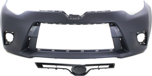 Front Bumper Cover Kit for 2014-2016 Toyota Corolla CE/L/(LE/LE Eco 2014-2014) Models, Primed (Ready to Paint), 2-Piece with Grille, Replacement