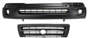 Front Bumper Cover for Toyota Tacoma 1998-2000, Primed (Ready to Paint), 2-Piece Kit with Grille, Replacement