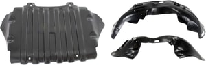 Front Fender Liner for Cadillac Escalade EXT (2007-2013), Escalade/Escalade ESV (2007-2014), Right Passenger and Left Driver, 3-Piece Kit with Engine Splash Shield, Replacement