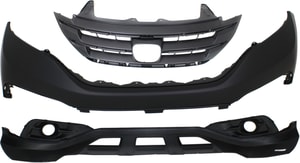 Front Bumper Cover Kit for 2012-2014 Honda CR-V, Upper and Lower, 3-Piece Set with Grille, Excluding LX Models, Replacement