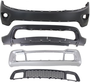 Front Bumper Grille for 2014-2016 Jeep Grand Cherokee, 4-Piece Plastic Kit with Bumper Covers, Replacement