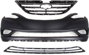 Grille Kit for 2011-2013 Hyundai Sonata: 3-Piece Set with Type 2 Main Grille, Bumper Cover, and Bumper Grille Replacement