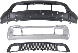 Front Bumper Cover Kit for 2014-2016 Jeep Grand Cherokee, Lower, Primed (Ready to Paint) Top; Textured Bottom, 3-Piece with Bumper Grilles Replacement