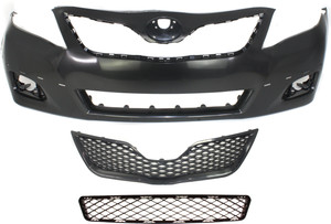 Front Bumper Cover for Toyota Camry 2010-2011, 3-Piece Kit with Bumper Grille and Grille Replacement
