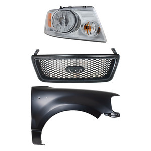 Headlight Assembly Kit for Ford F-150 2004-2006 Right Passenger, 3-Piece Set with Fender and Grille Assembly, Halogen, Replacement