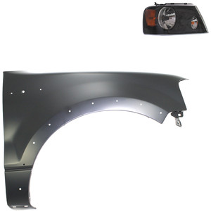 Headlight Assembly for 2004-2006 Ford F-150 Right Passenger, Halogen, 2-Piece Kit, with Fender Replacement