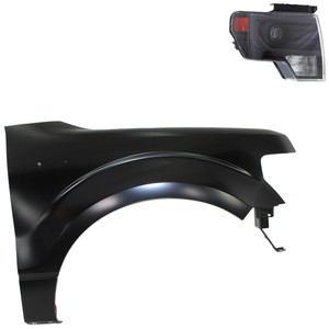 Headlight Kit for Ford F-150 2013-2014 Right Passenger Side, 2-Piece Lens and Housing, HID/Xenon, with Fender Replacement